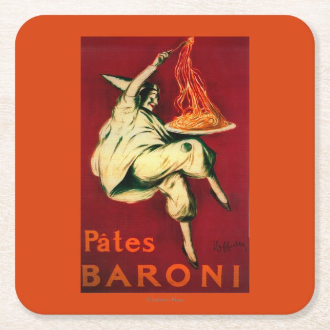 Pates Baroni Vintage PosterEurope Square Paper Coaster (Front)
