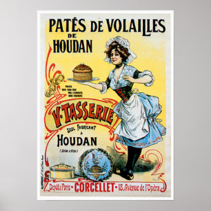 Pates De Volailles Houdan Vintage Food Ad Art Poster