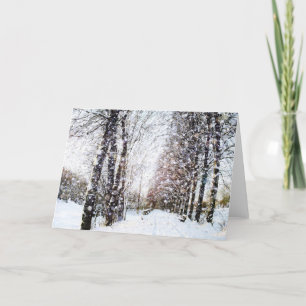 Path and Trees in Snow Landscape Card