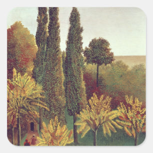 Path in the Buttes Chaumont Park, Paris, 1908 (oil Square Sticker