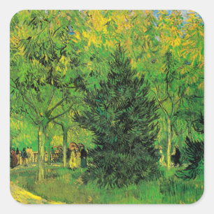 Path in the Park of Arles with Walkers - Van Gogh Square Sticker