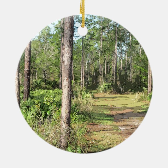 Path In The Woods 2656 Ceramic Tree Decoration (Back)