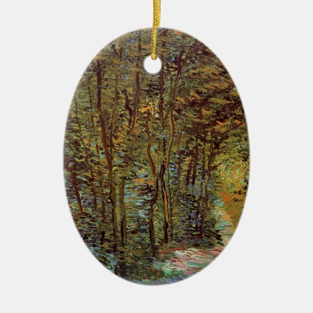 Path in the Woods by Vincent van Gogh Ceramic Tree Decoration (Front)