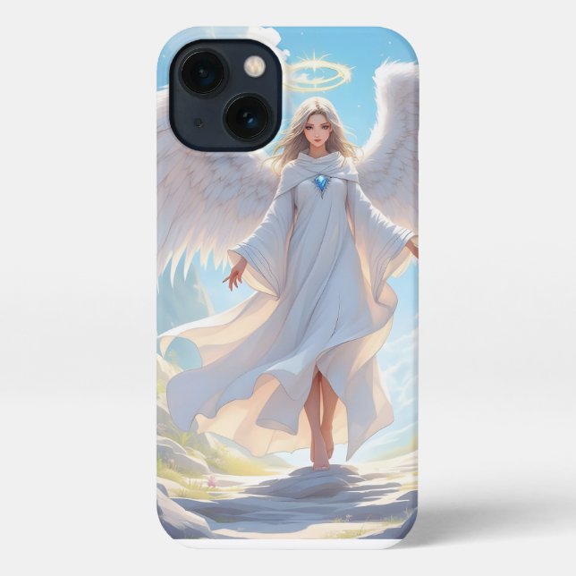 Path of Grace: Angel of Peaceful Ascent iPhone Case (Back)