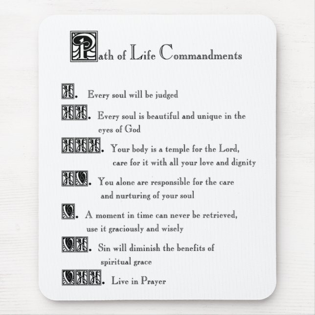 Path of Life Commandments Mouse Mat (Front)