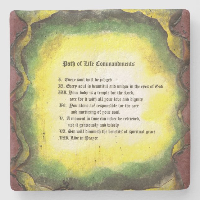 Path of Life Commandments Stone Coaster (Front)