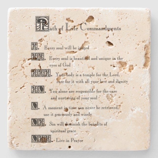 Path of Life Commandments Stone Coaster (Front)