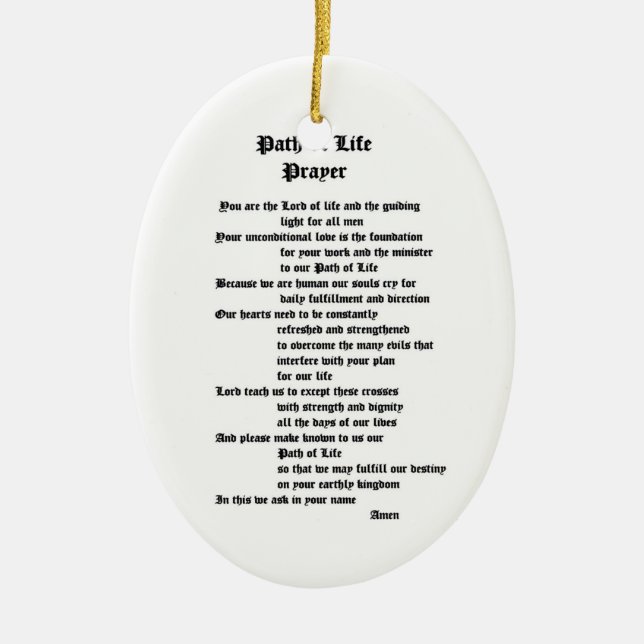 Path of Life Prayer Ceramic Tree Decoration (Front)