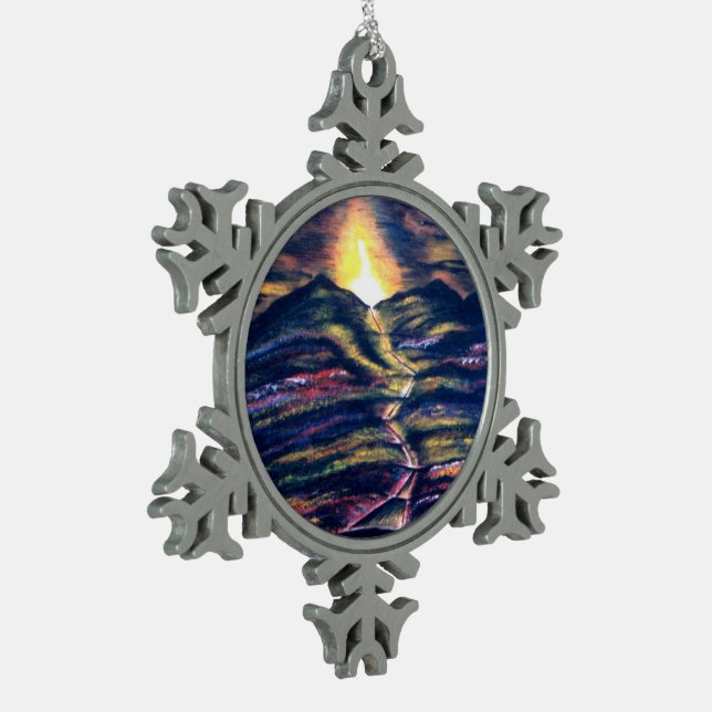 Path of Life Snowflake Pewter Christmas Ornament (Left)