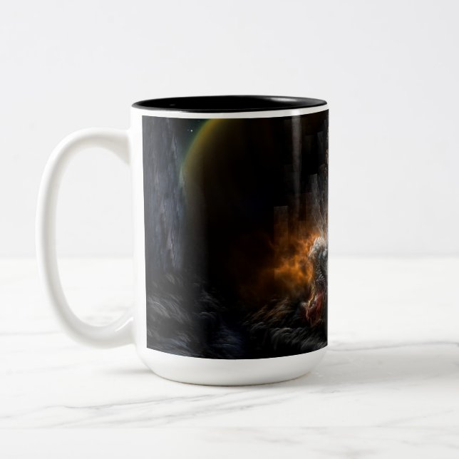 Path Of Shadows Fractal Fantasy Art by Xzendor7 Two-Tone Coffee Mug (Left)
