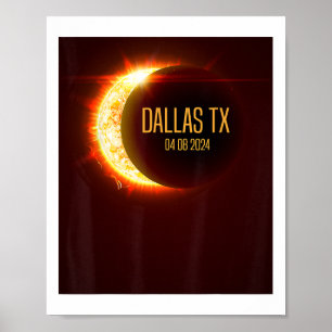 Path Of Totality Dallas Tx 4.8.24 Total Solar Ecli Poster