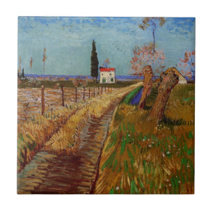 Path Through a Field, Willows by Vincent van Gogh Tile
