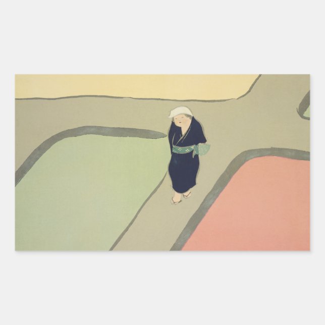 Path through fields Kamisaka Sekka japan painting Rectangular Sticker (Front)