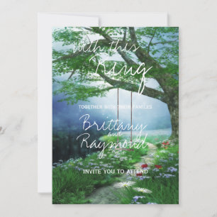 PATH TO FOREVER WOODLAND STREAM WEDDING INVITATION