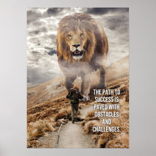 Path To Success - Lion - Gym, Hustle Poster