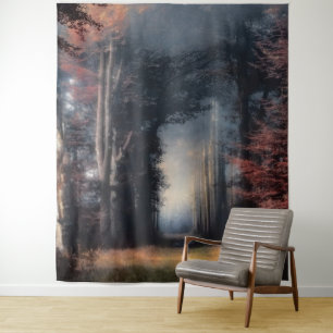Path To The Light In A Tree Forest Tapestry