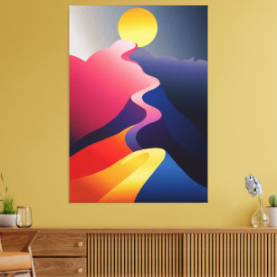 Path to the Sun – Vibrant Abstract Mountain Canvas Print