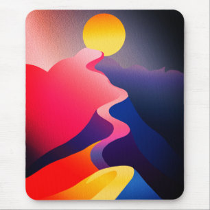 Path to the Sun – Vibrant Abstract Mountain Mouse Mat