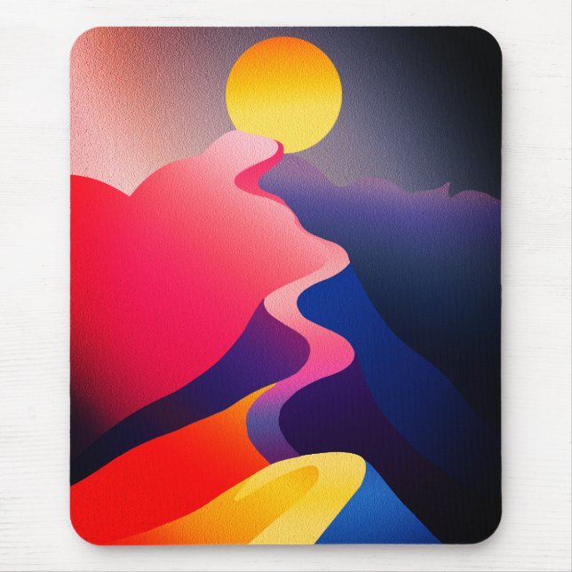Path to the Sun – Vibrant Abstract Mountain Mouse Mat (Front)