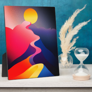 Path to the Sun – Vibrant Abstract Mountain Plaque