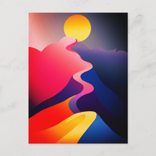 Path to the Sun – Vibrant Abstract Mountain Postcard (Front)