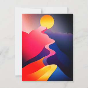 Path to the Sun – Vibrant Abstract Mountain Postcard
