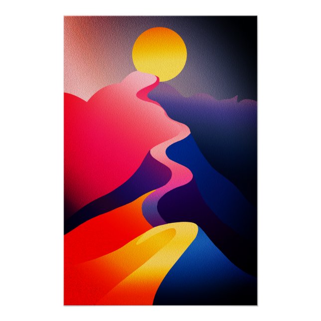 Path to the Sun – Vibrant Abstract Mountain Poster (Front)