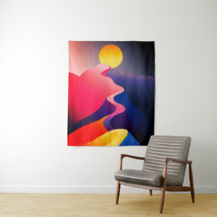 Path to the Sun – Vibrant Abstract Mountain Tapestry