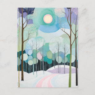 Path Under the Pastel Moon Holiday Postcard