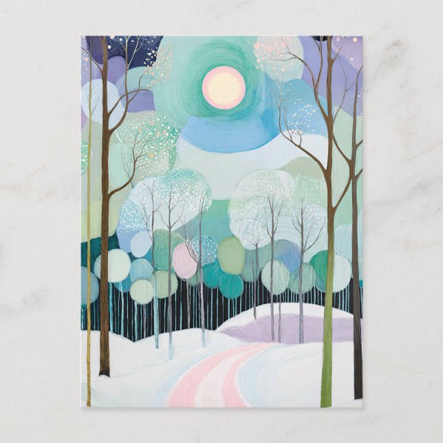 Path Under the Pastel Moon Holiday Postcard (Front)