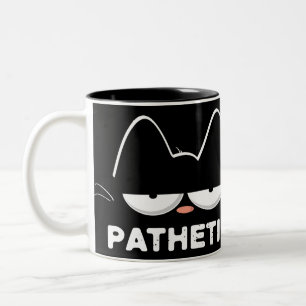 Pathetic Cat Meme Two-Tone Coffee Mug