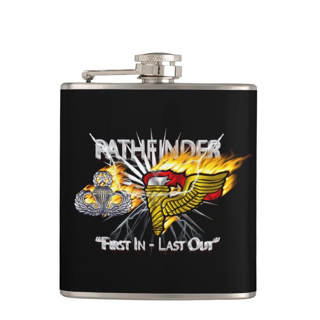 Pathfinder First In Last Out  Hip Flask (Front)