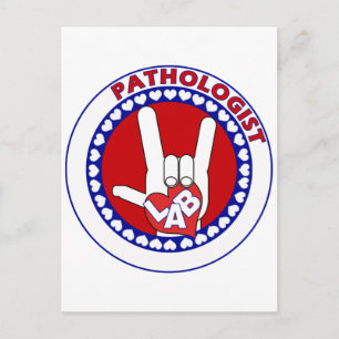 PATHOLOGIST LOGO ROUND ASL I LOVE LAB POSTCARD