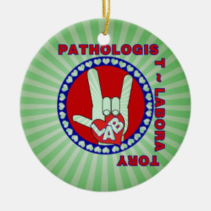 PATHOLOGIST SQUARE ASL LOVE LOGO CERAMIC TREE DECORATION