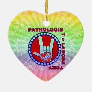 PATHOLOGIST SQUARE ASL LOVE LOGO CERAMIC TREE DECORATION