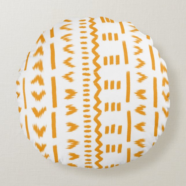 Paths Of Sun Mudcloth African Pattern In Turquoise Round Cushion (Front)