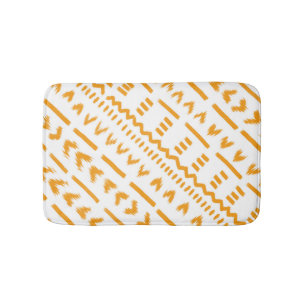 Paths Of Sun Mudcloth African Pattern In White Bath Mat