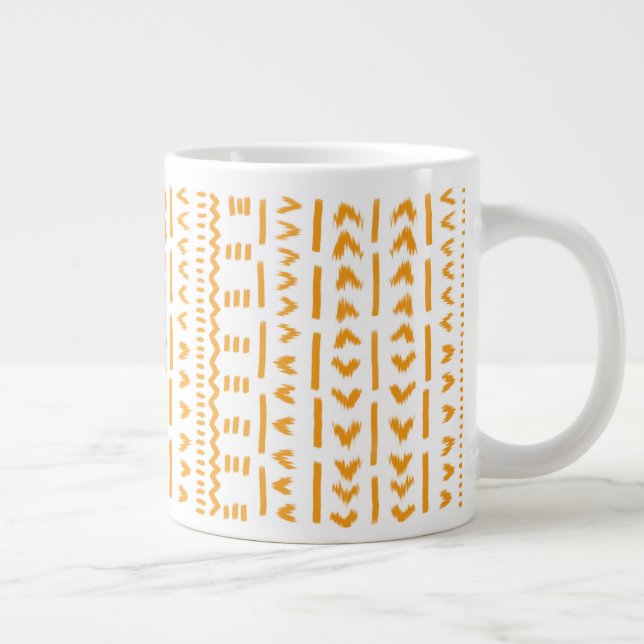 Paths Of Sun Mudcloth African Pattern In White Large Coffee Mug (Right)