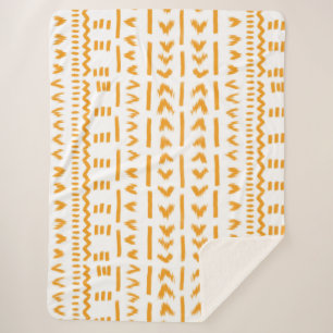 Paths Of Sun Mudcloth African Pattern In White Sherpa Blanket