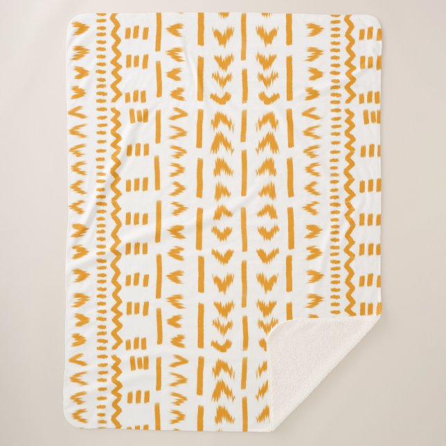 Paths Of Sun Mudcloth African Pattern In White Sherpa Blanket (Front)