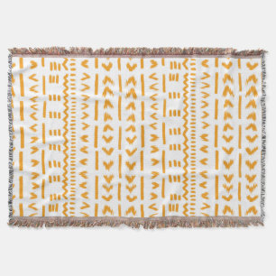 Paths Of Sun Mudcloth African Pattern In White Throw Blanket