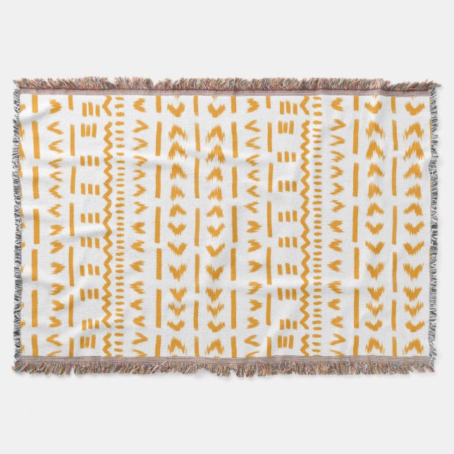 Paths Of Sun Mudcloth African Pattern In White Throw Blanket (Front)
