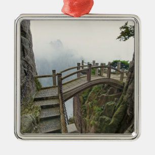 Pathway and small bridge, Yellow Mountain, 2 Metal Tree Decoration