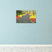 Pathway of Grape Hyacinth, daffodils, and Canvas Print (Insitu(Wood Floor))