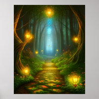 Pathway Through Enchanted Forest Fantasy Art
