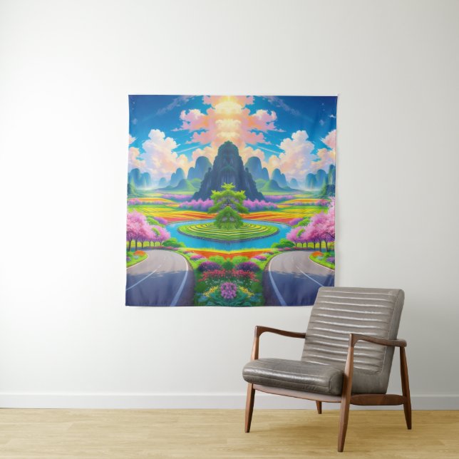 "Pathway Through Spring – Fantasy Floral  Tapestry (In Situ)