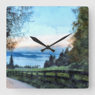 Pathway To Nature/Peaceful Scenery  Square Wall Clock