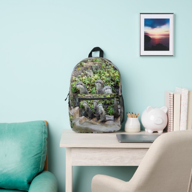**"Patience by the Water: Two Little Gray Otters  Printed Backpack (Insitu)