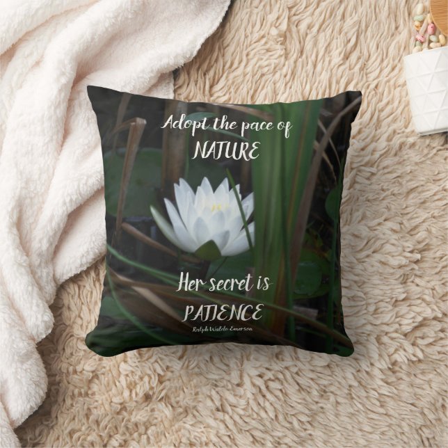 Patience Emerson Inspirational Quote Lotus  Cushion (Blanket)