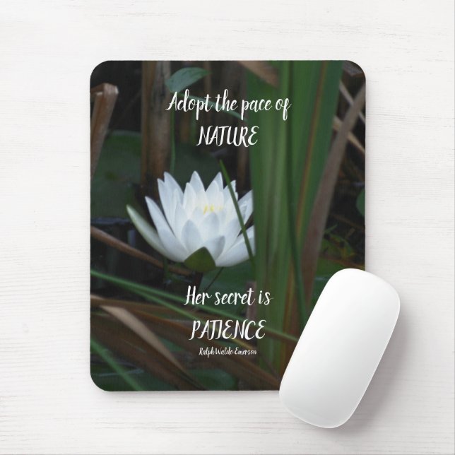 Patience Emerson Inspirational Quote Lotus  Mouse Mat (With Mouse)